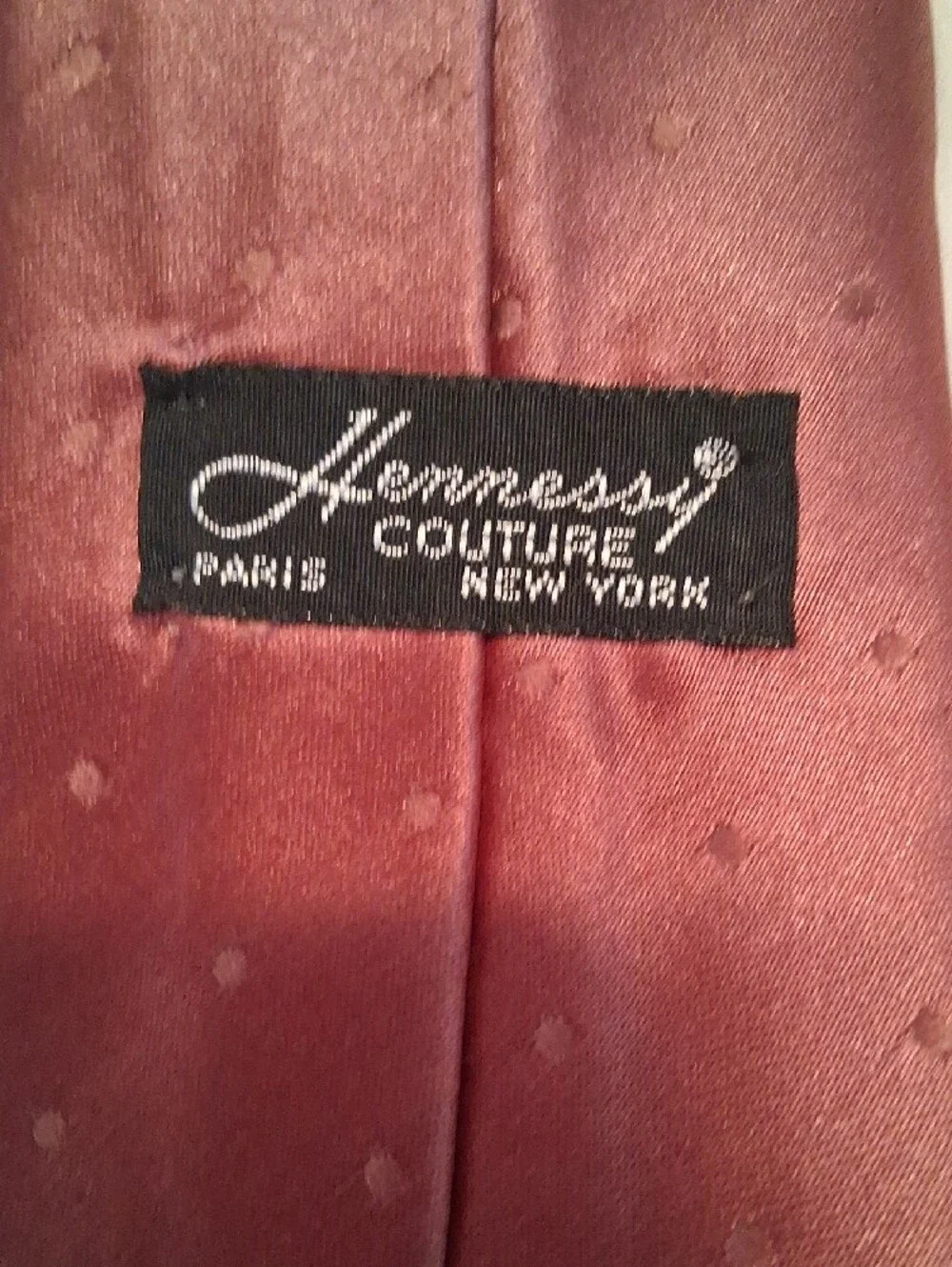 Hennessy Elegant Brown Satin Tie with Subtle Dot Texture